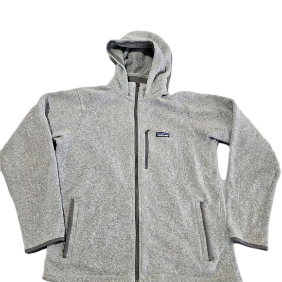 Patagonia Better Sweater Hoody Mens L Grey Knit Fleece Full Zip Pockets 25960 - Picture 1 of 12